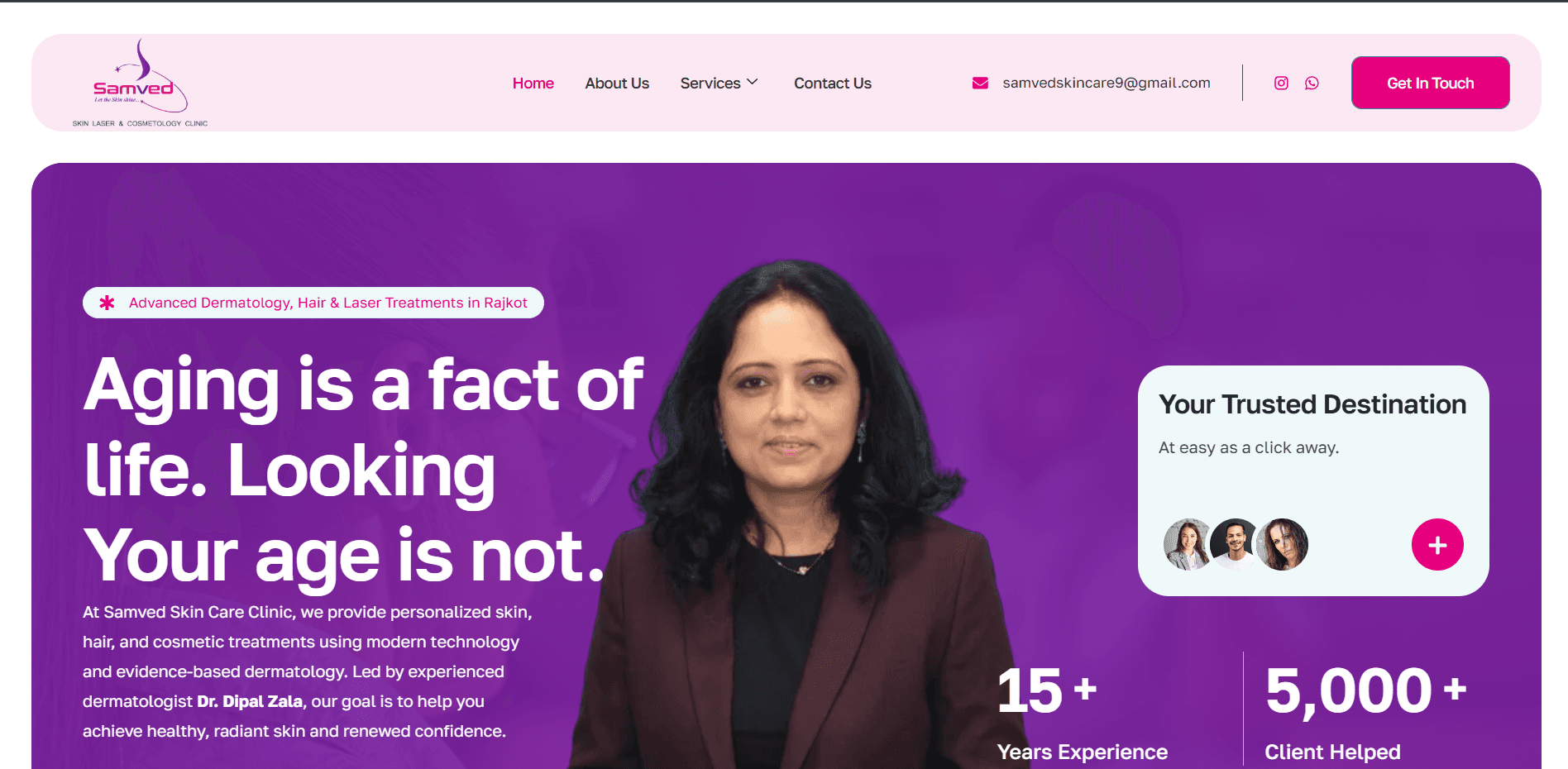 Samved Skin Care Clinic live website showcase